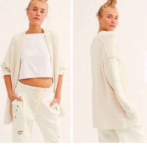 Free People High Hopes cardigan sweater ivory size medium chunky oversized